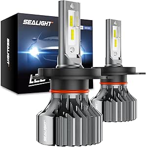SEALIGHT H4 9003 LED Bulbs, 600% Super Brighter H4/9003 Hi/Lo Dual Beam LED Bulbs, Cool White HB2 LED Bulbs, Quick Installation Halogen Replacement, Pack of 2