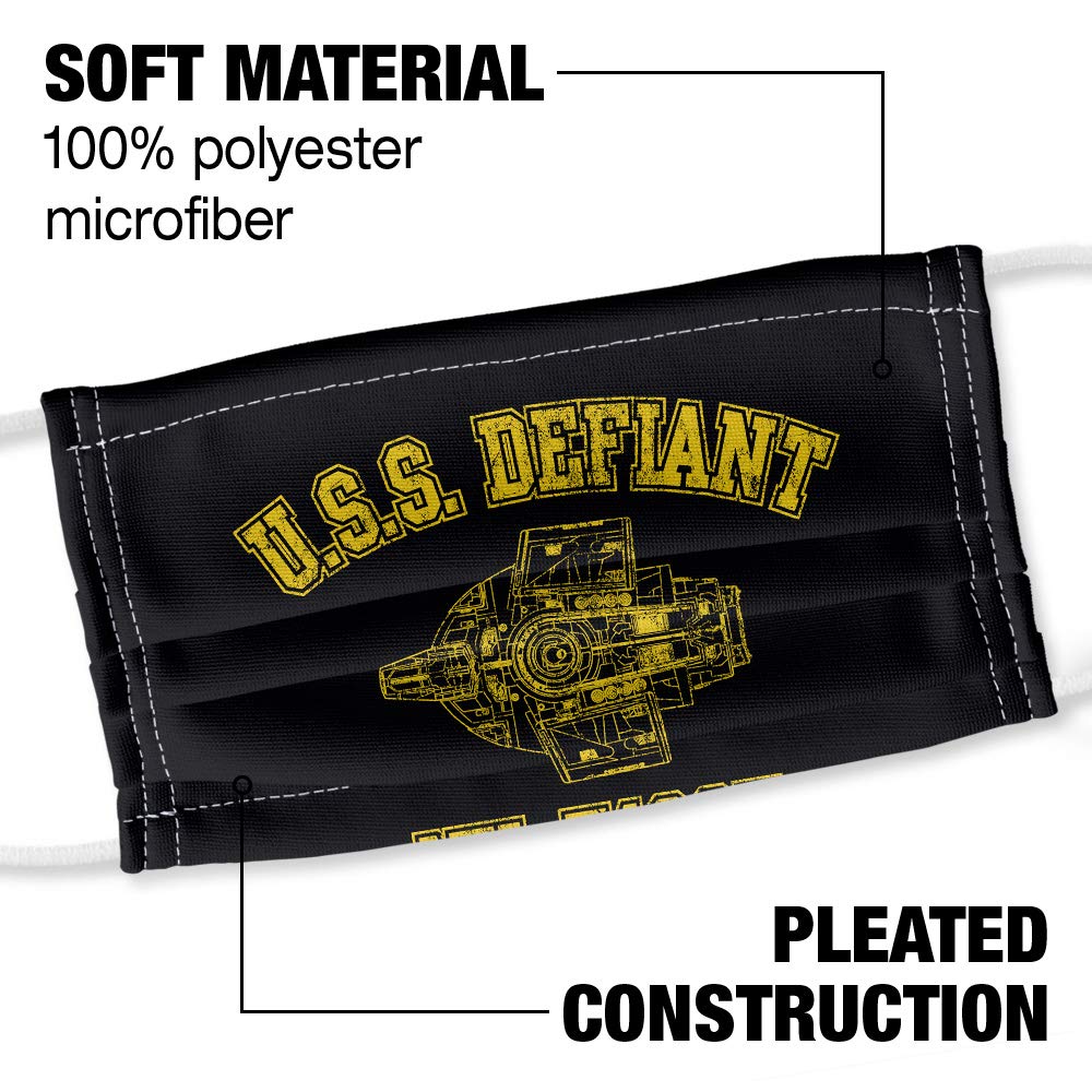 Popfunk Star Trek Defiant Athletic 1-Ply Reusable Face Mask Covering with Adjustable Nose Wire, Unisex