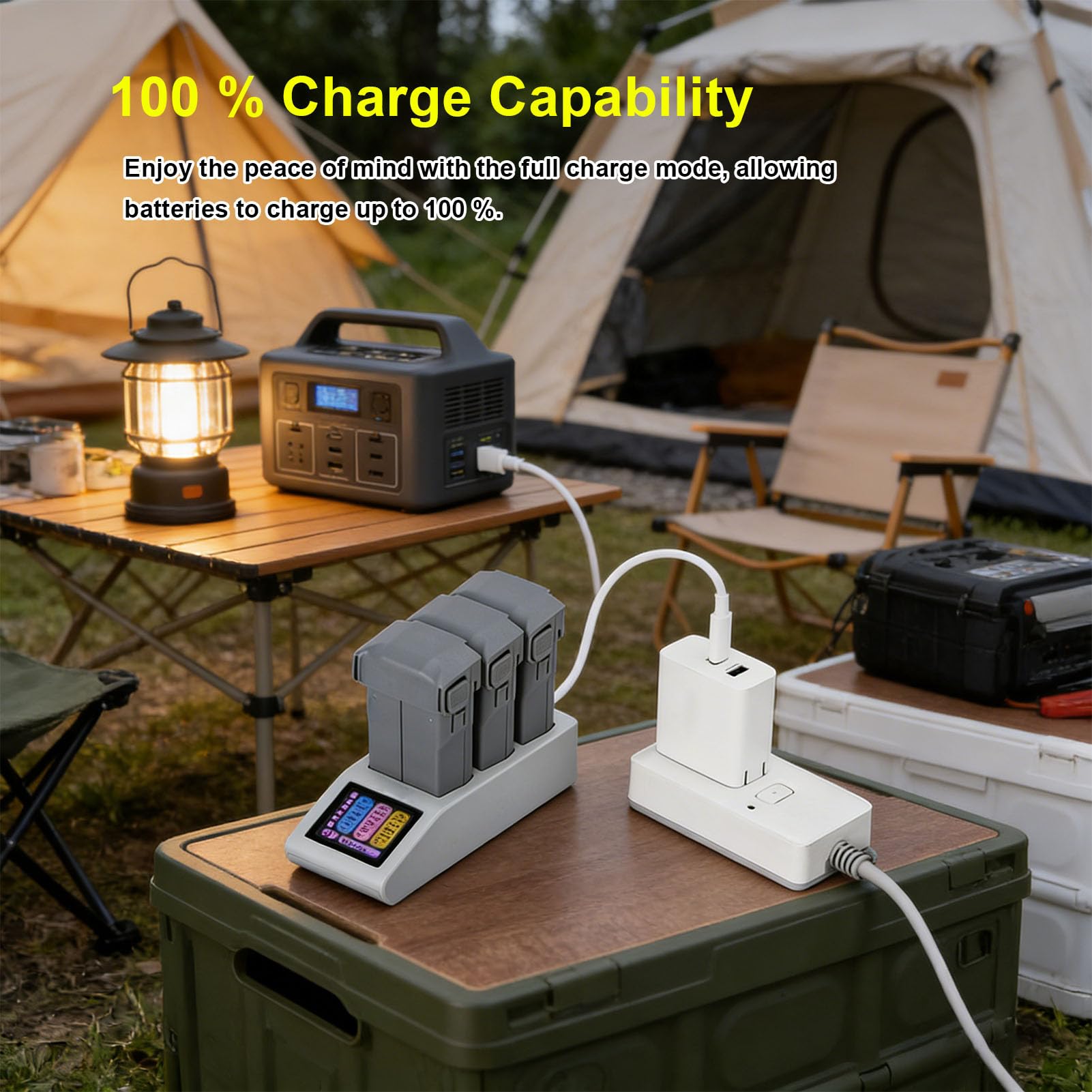 Fockety Caricabatterie Intelligente per Drone Serie Mini5pro, Interfaccia USB C 3 Batterie Hub di Ricarica Batterie Ricaricabili con Cavo di Ricarica per Auto Caricabatteria LCD