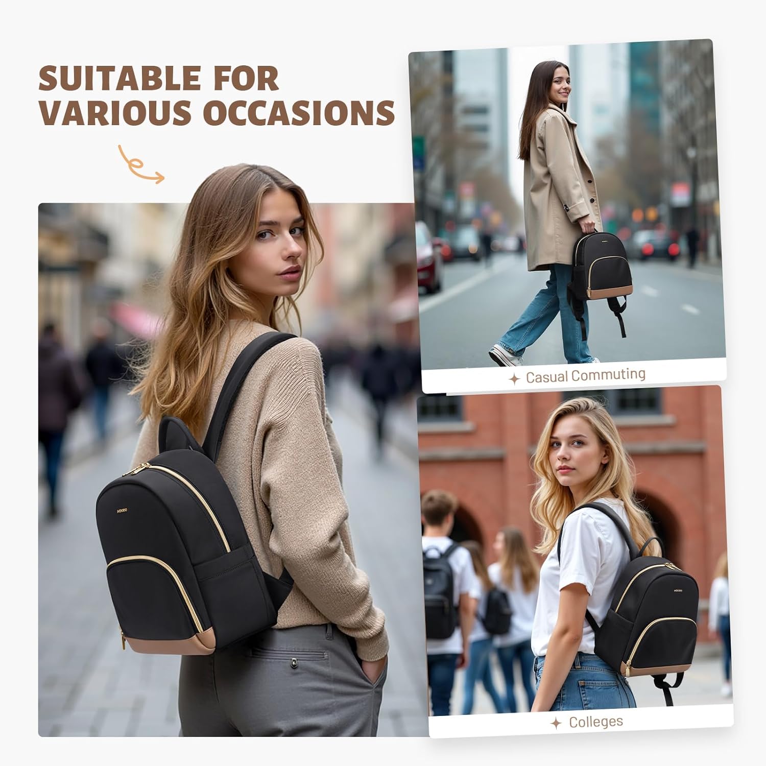 Small Backpack for Women Lightweight Stylish Mini Backpack Daypack Purses Cute Bookbag for Casual College Travel Daily,fit 10.9Inch iPad,Black - Image 5