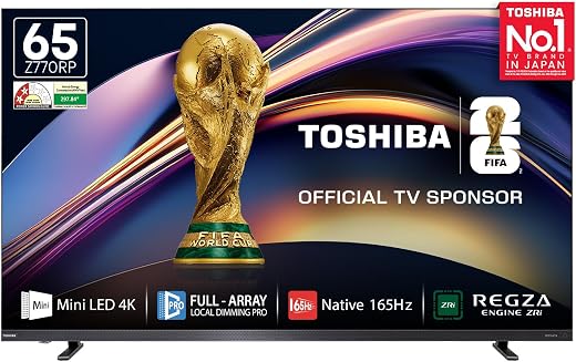 TOSHIBA 164 cm (65 Inches) 4K Ultra HD Smart Mini LED QLED TV | 165Hz Game Mode, Dolby Atmos | ZR 2.1.2 CH, 77W Speakers w...