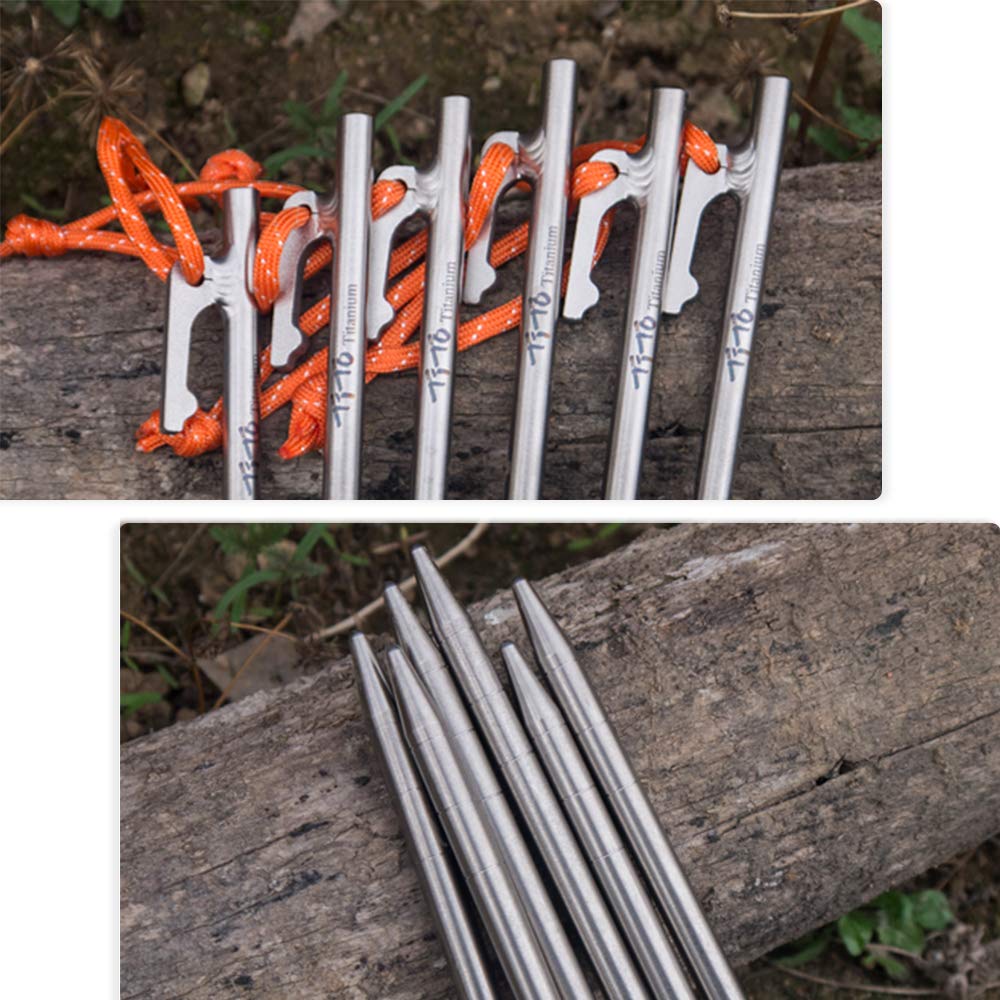 TiTo Titanium Tent Pegs Lightweight Snowfield Grassland Heavy Duty Tent Nails for Outdoor Camping Hiking and Plant Support Garden Stakes 4pcs/6pcs