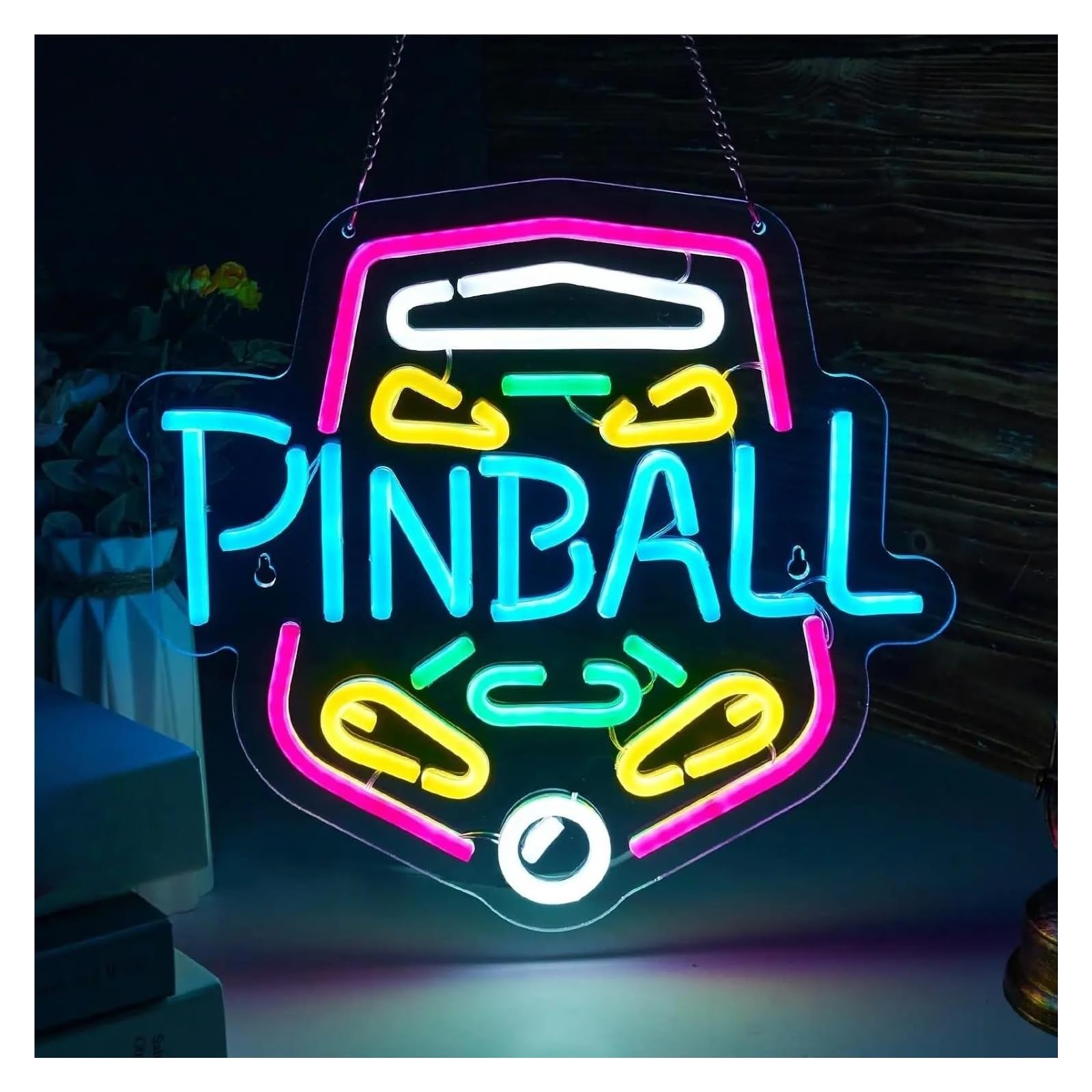 LEMST Sign Lamp Pinball Neon Sign Light Dimmable USB Powered for Bar Club Bedroom Hotel Gym Birthday Party Decor 34cmx32cm