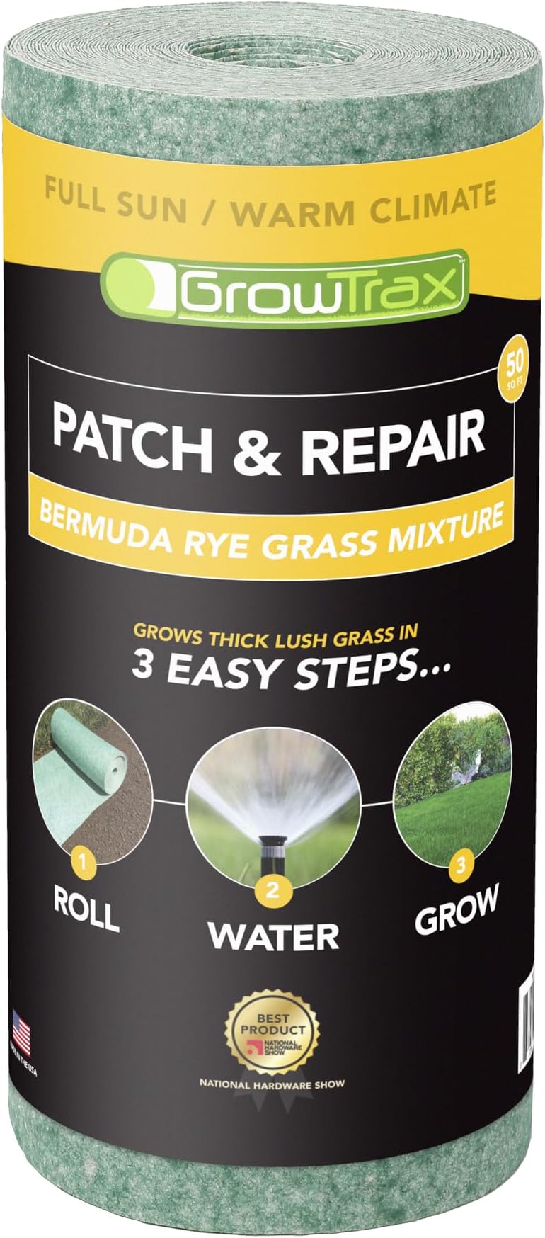- Growtrax Biodegradable Grass Seed - 50 SQFT Bermuda Rye - Grass Seed and Fertilizer for Lawns, Dog Patches & Shade - Just Water & Grow - No Fake or Artificial Grass