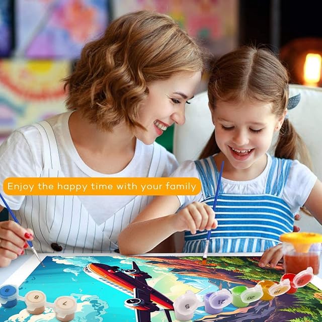 Foto 3 de 7 de TANGFEIY Kit de pintura al óleo con diseño de avión para adultos y principiantes
