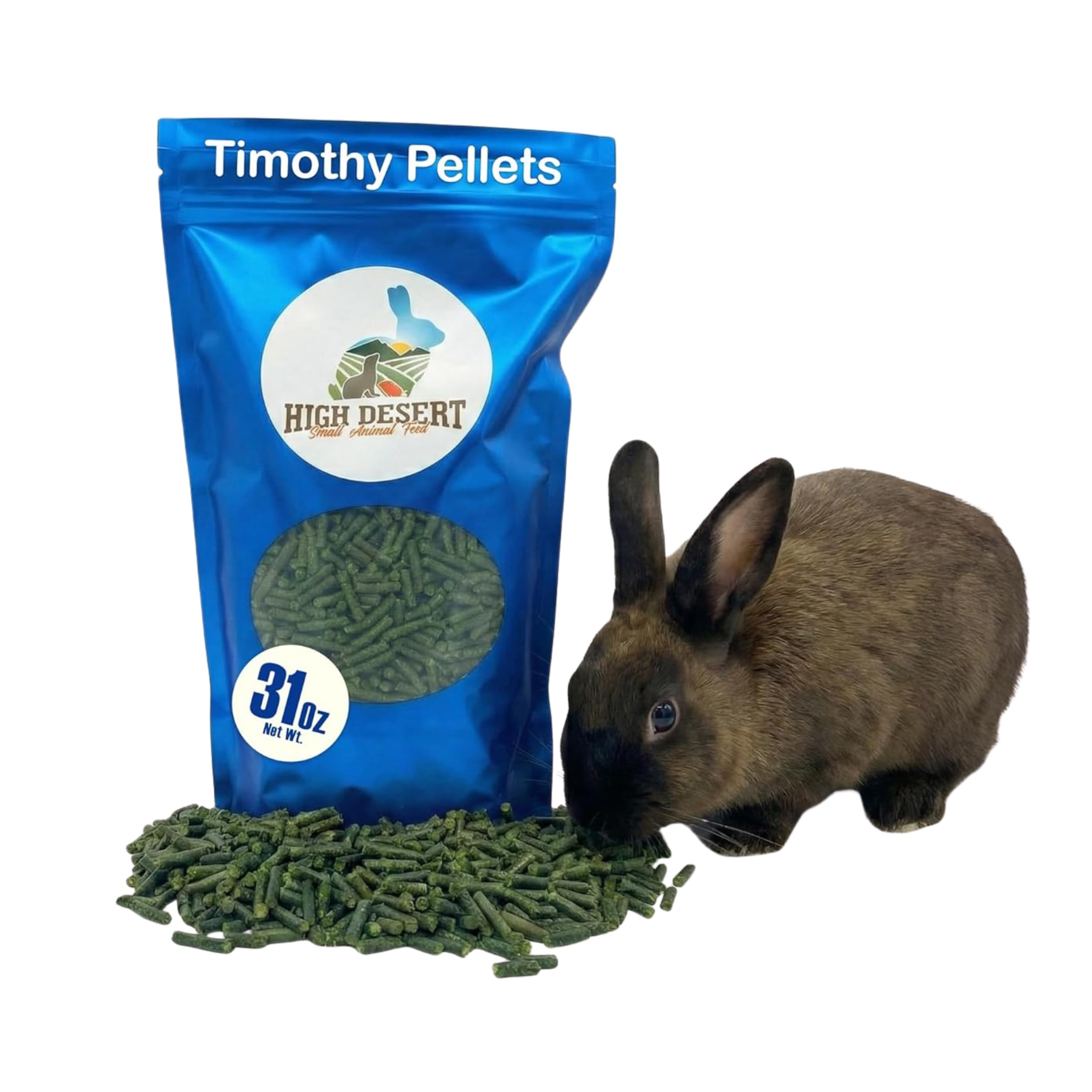 High Desert Timothy Hay Pellets for Small Pets, Natural Timothy Pellets for Daily Feeding, Rabbits, Chinchillas and Guinea Pigs Food, Balanced Fiber for Digestive Health, Small Pet Supplies, 31 oz Bag