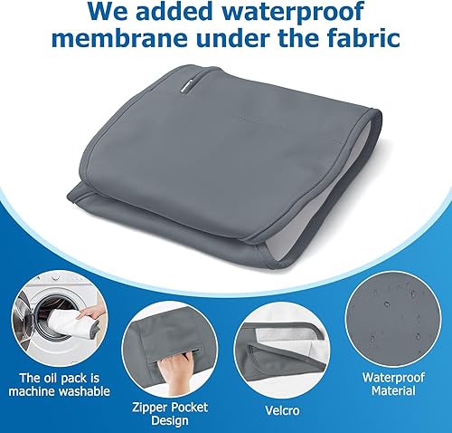 Miniatura 10 de Paquete de 4 aceite de ricino para pecho, cuello y abdomen, paquete de aceite de ricino reutilizable para abdomen con correa elástica ajustable,