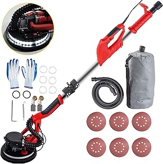VEVOR Drywall Sander 850W, Electric Drywall Sander, Variable Speed 800-1750 RPM, Foldable Sheetrock Sander, with Telescope Handle, Electric Sander, with LED Strip Light and Vacuum Bag,Wall Sander