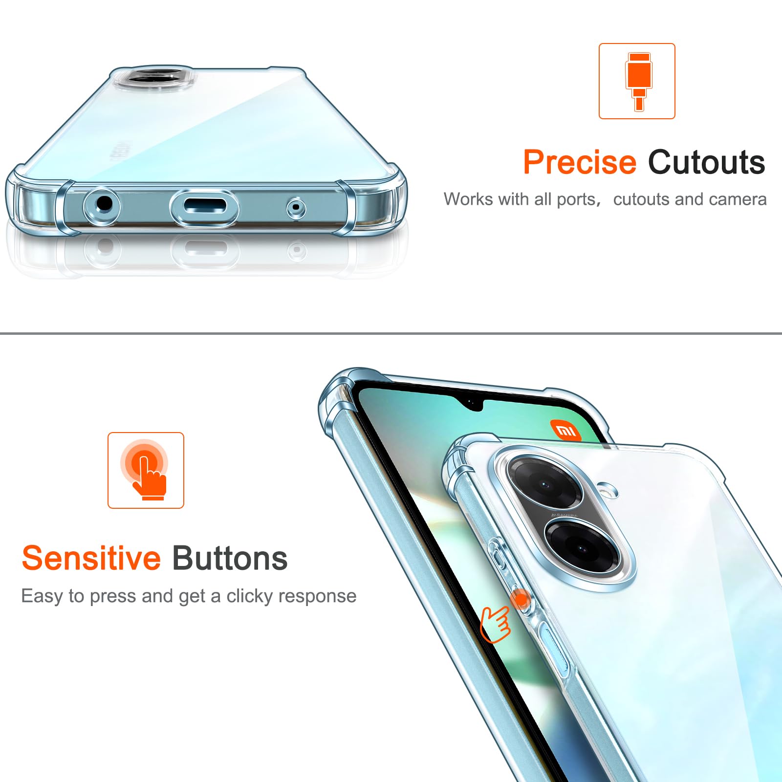 Yoowei Cover Xiaomi Redmi 5 Plus Trasparente con Pellicola Protettiva in Vetro T