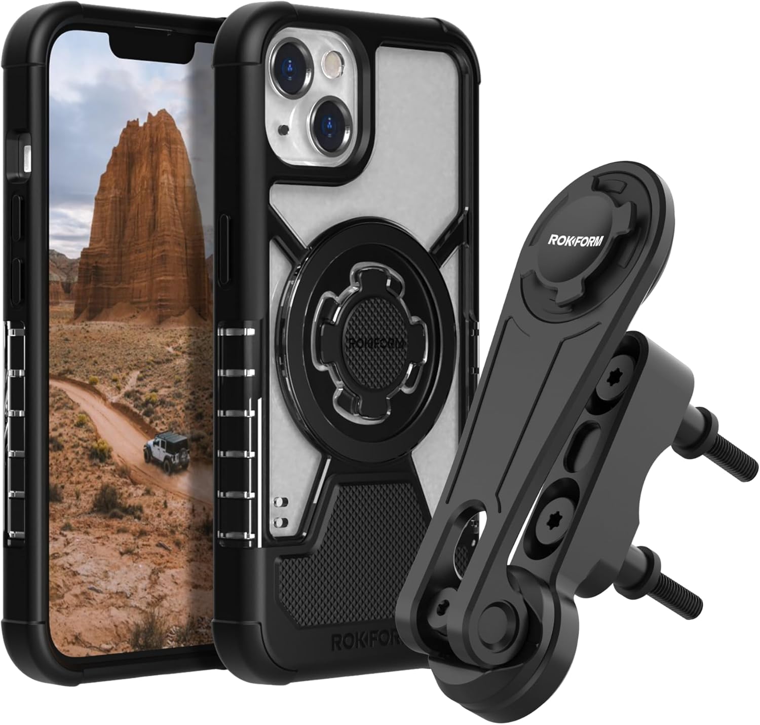 Rokform - iPhone 13 Crystal Case + Motorcycle Perch Phone Mount
