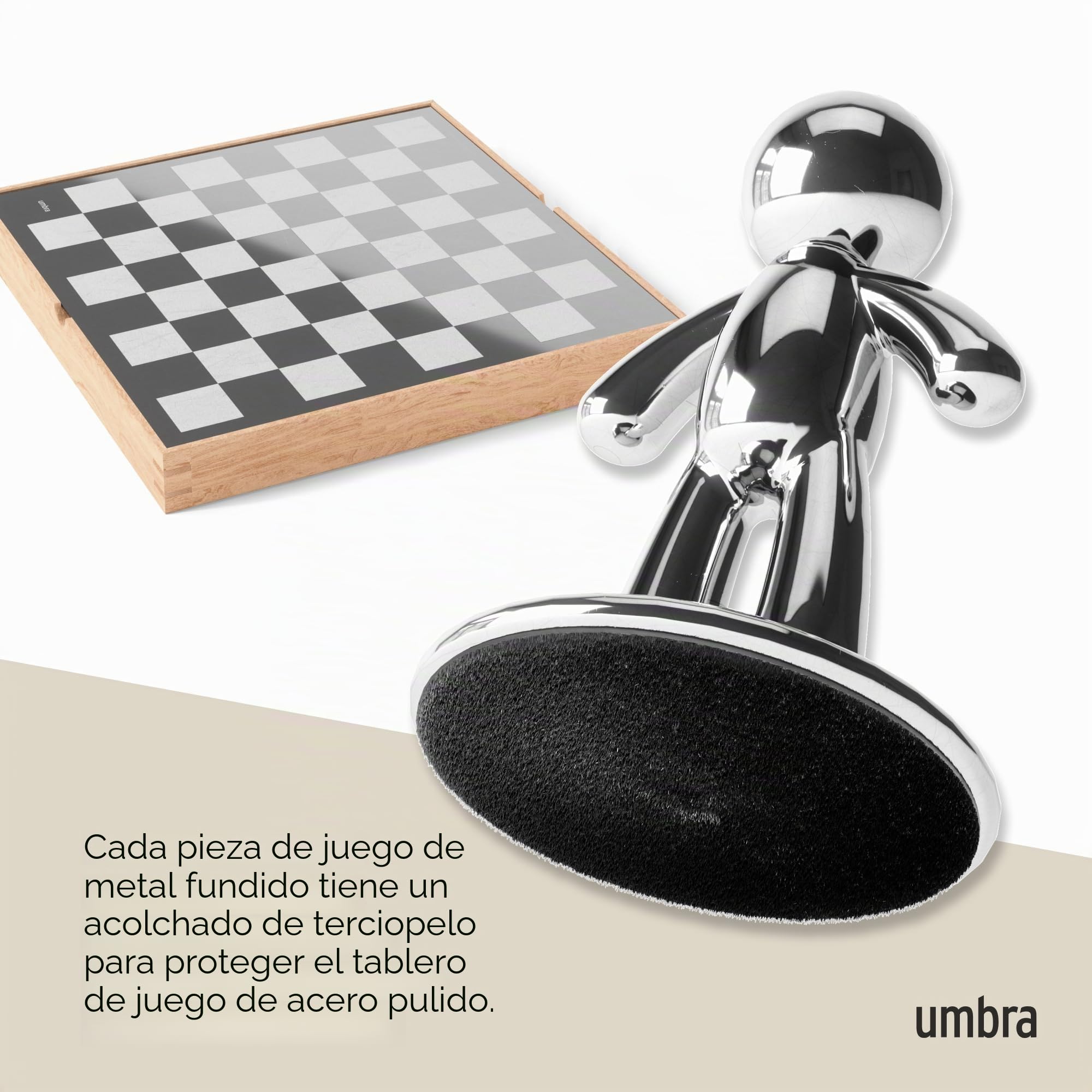 Umbra Buddy Juego de ajedrez, Zinc, Natural