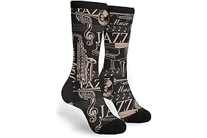 Novelty Socks Men's Women's Crew Socks Saxophone Pattern Crazy Funny Socks