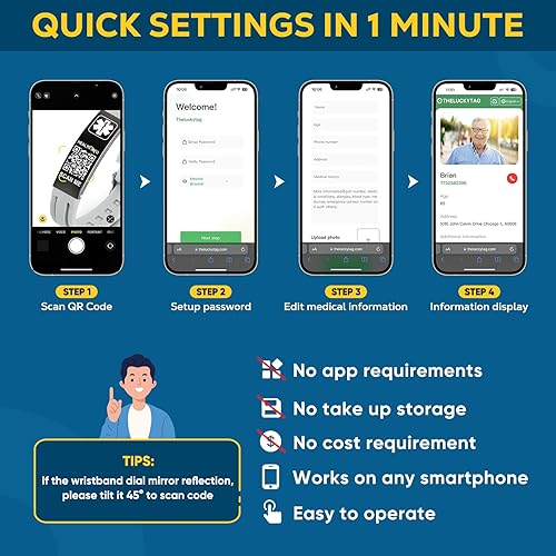 Miniatura 5 de Theluckytag Pulseras médicas para hombres y mujeres con código QR, pulseras de identificación de alerta médica, pulsera impermeable de silicona para