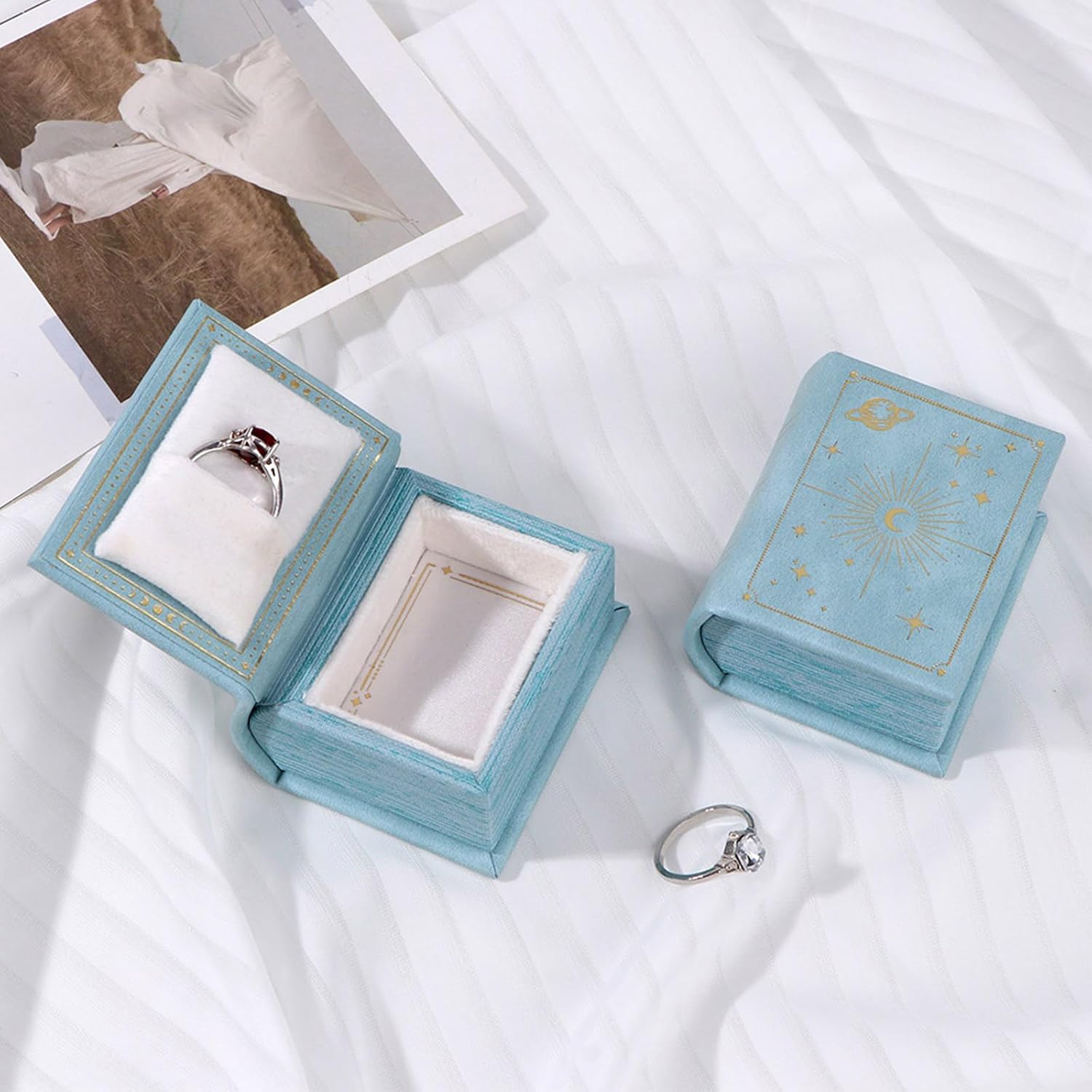 Sophisticated Book Inspired Jewelry Box, Rings, Green, A image 4
