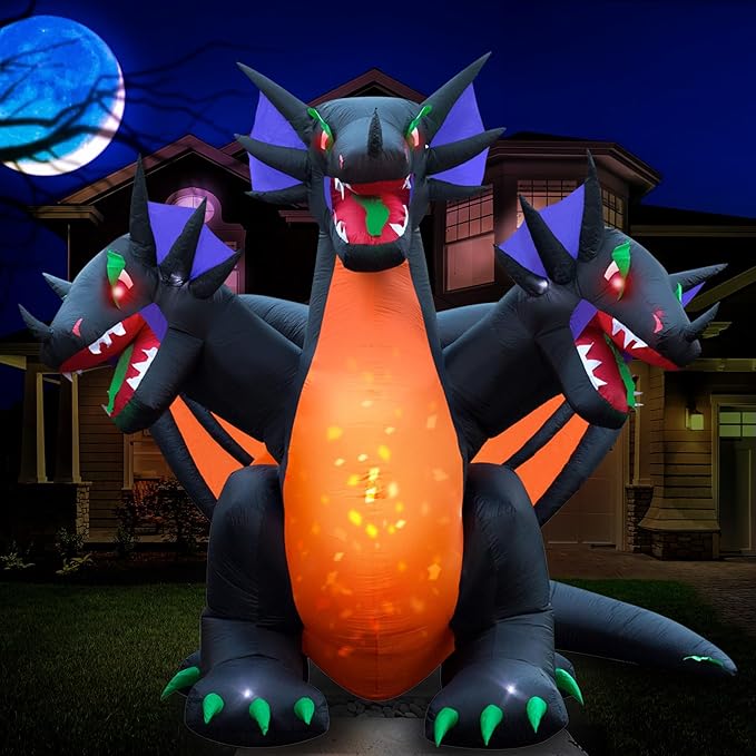 Amazon.com: Holidayana Halloween Inflatables Large 10 ft 3-Headed Dragon - Inflatable Outdoor ...