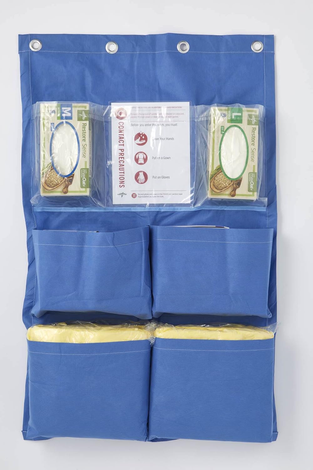 Medline Isolation Protection Vertical Organizer Caddy, SMS Material, 3 Rows of Pockets, Eyelets for Hanging, Case of 6 Each