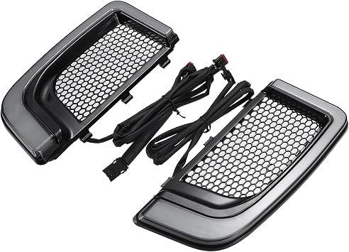 Motorcycle LED Fairing Lower Grills Turn Signals Runing Light for Harley Electra Glide Road Glide CVO Street Glide/Front/LED Running Light 1 Pair Black