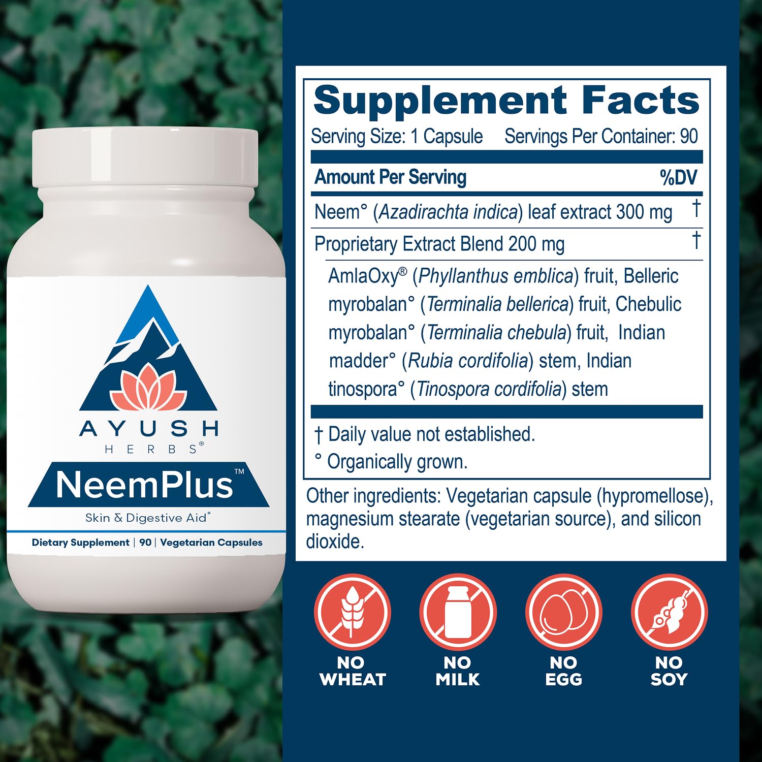 Ayush Herbs Neem Plus, Digestive Health for Women & Men, 90 Servings — Amazon image 3