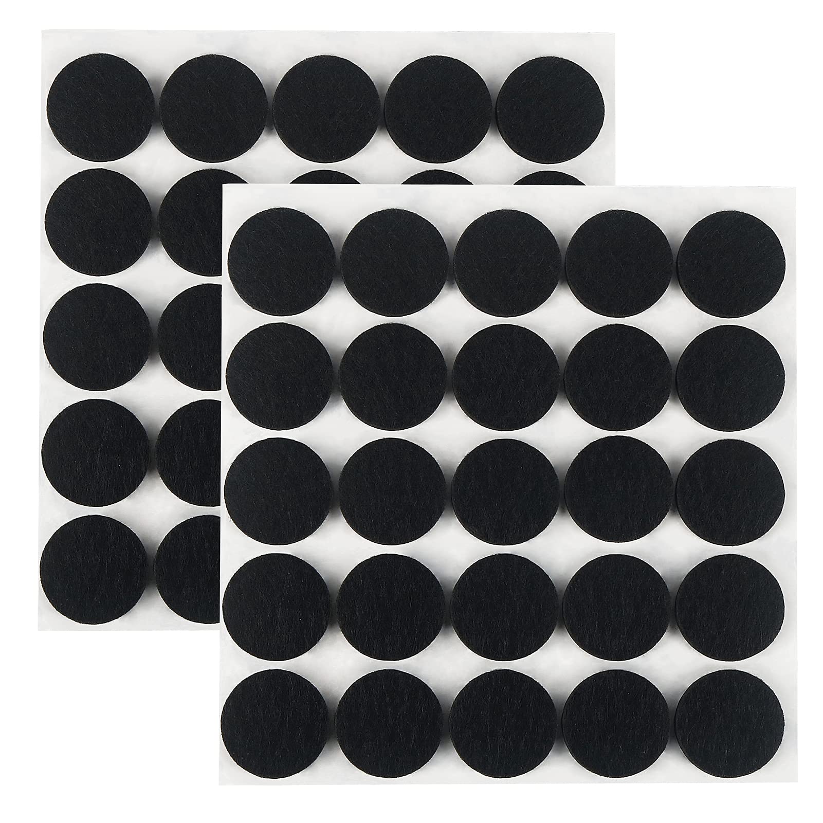 Ginoya 5mm Thick Felt Pads, 50 Sheets 25mm Round Furniture Protector Pads Scratch Proof Soundproofing (Black)