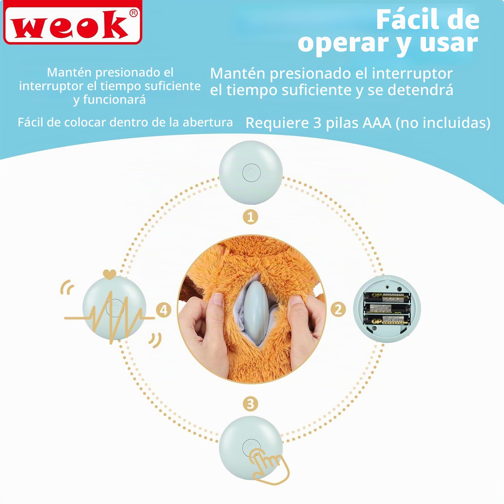 WEOK Juguete de latido del corazón para cachorros, juguete para aliviar la ansiedad por separación, latido del corazón de cachorro, juguete de peluche calmante para la ansiedad y el comportamiento