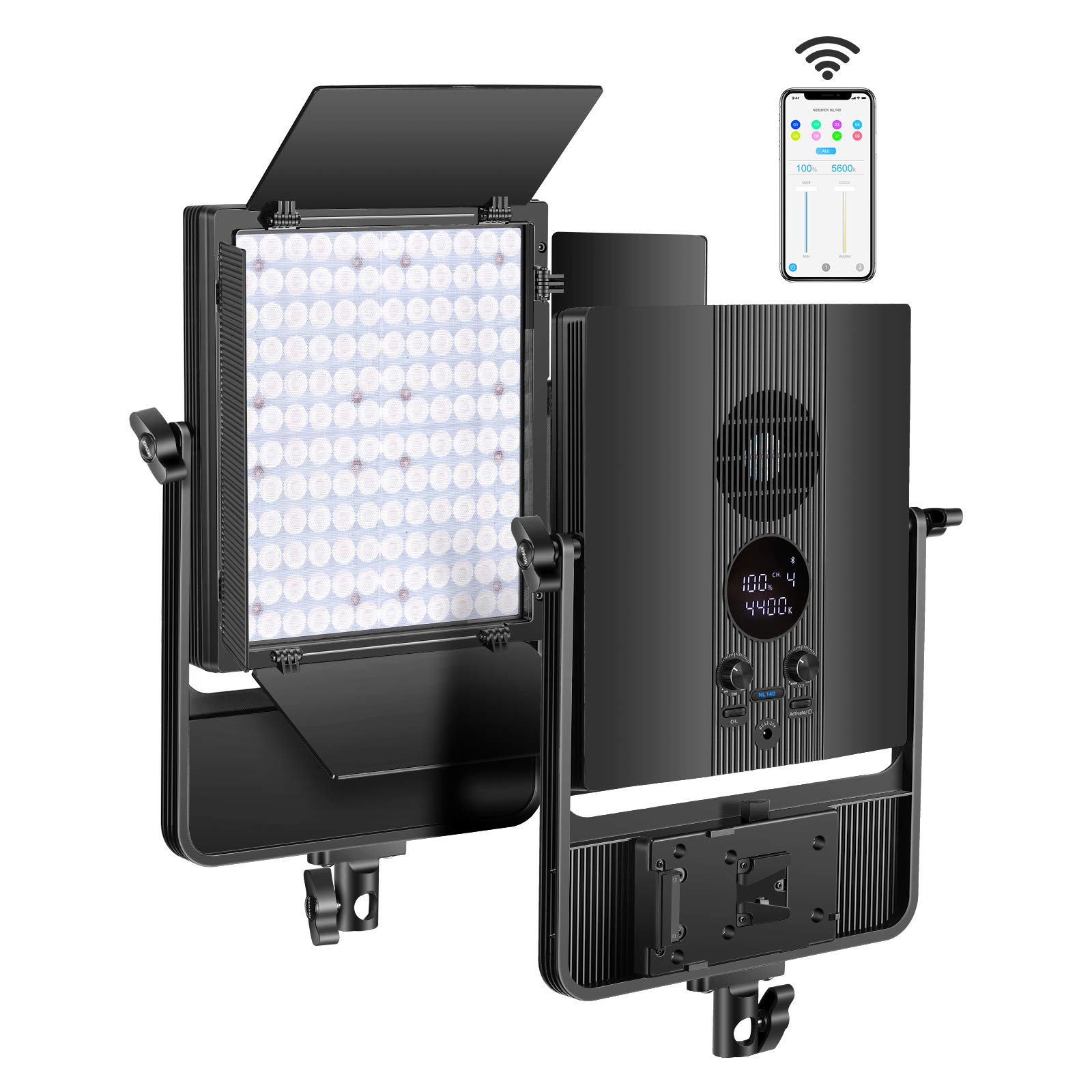 NEEWER NL140 LED Video Light 50W High Power with Improved Optical Performance, CRI96+ 3200-5600K Dimmable/APP Control for YouTube Video/Live Streaming/Studio Photography Lighting (Battery Not Include)