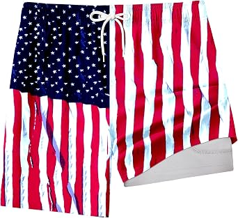 Mens Swim Trunks with Compression Liner 8 inch Quick-Dry Lightweight 2 in 1 Board Shorts 4-Way Stretch UPF 50+