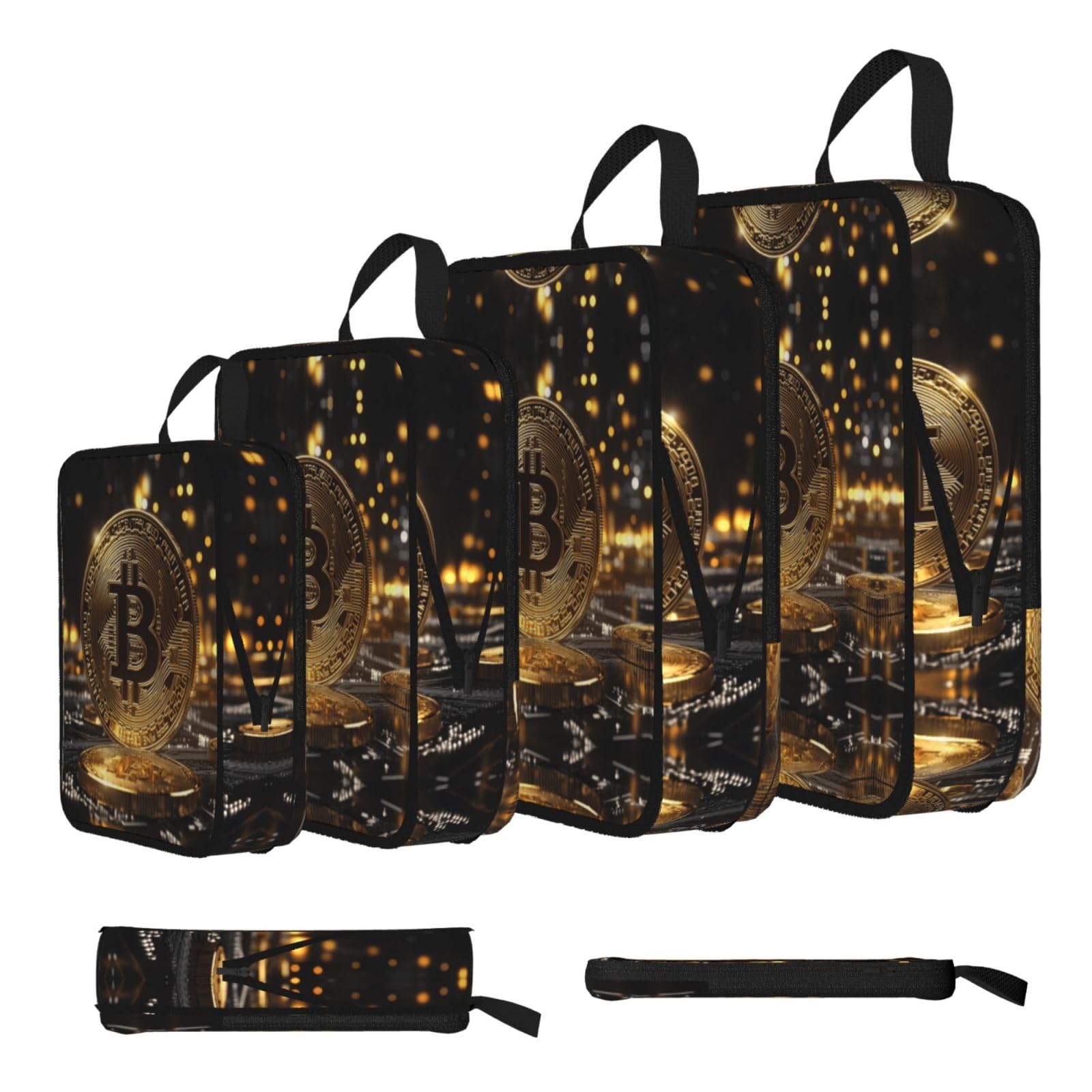 Two coins with a B Compression Packing Cubes 4 Piece Set
