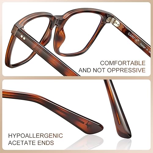 Miniatura 4 de CARFIA Gafas de bloqueo de luz azul - Gafas cuadradas con filtro de rayos azules para juegos de computadora CA5354