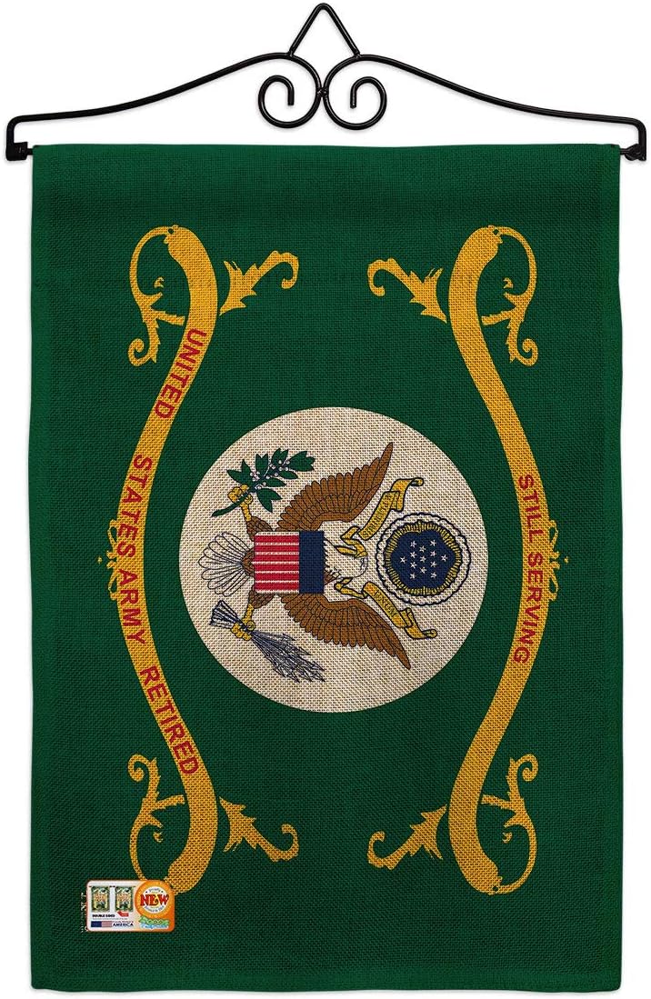 Army Retired Burlap Garden Flag Armed Forces Rangers United State American Military Veteran Retire Official Small Decorative Gift Yard House Banner Double-Sided Made In USA 13 X 18.5