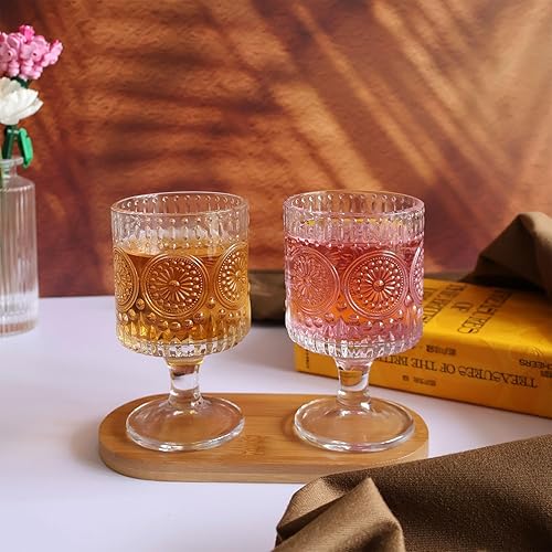 Miniatura 7 de Juego de 4 copas de copa vintage en relieve, copas de vino románticas para bebidas, globos de agua para restaurantes, fiestas, bodas, bares