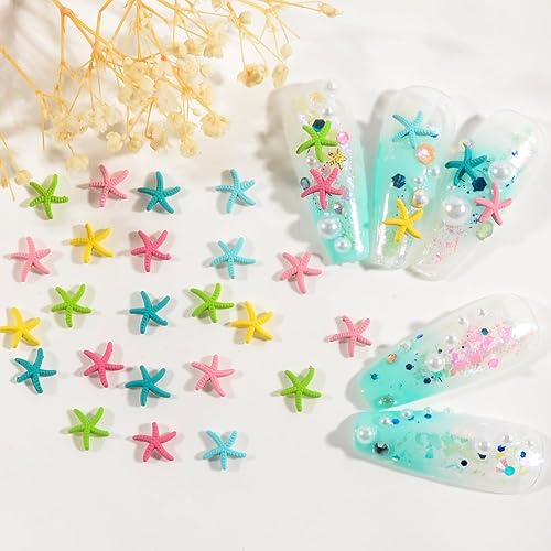 Miniatura 3 de 60 dijes de uñas de estrella de mar, aleación de verano, 3D, para decoración de uñas temática de playa, arte de uñas y fabricación de joyas