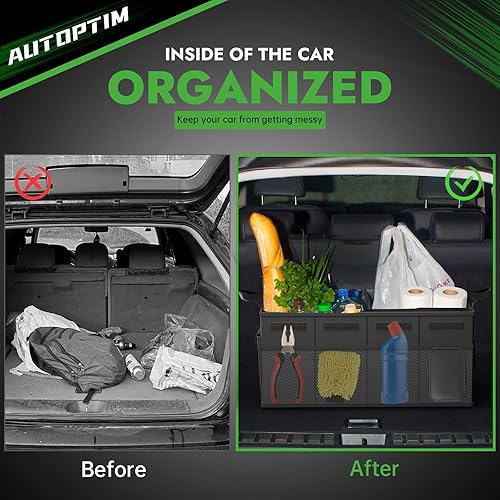 Miniatura 8 de Organizador de maletero, organizador plegable para automóvil con 5 bolsillos, organizador de maletero para SUV, sedán y camioneta con panel base