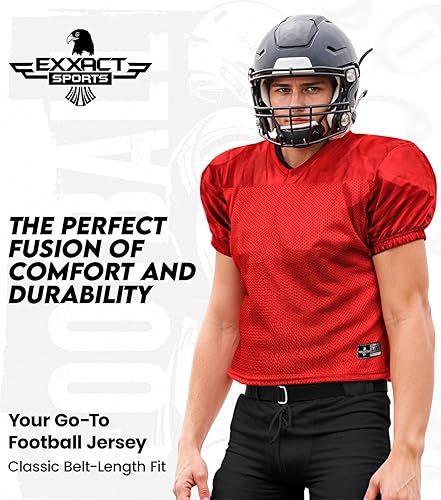 Miniatura 2 de Exxact Sports Camiseta de práctica de fútbol para hombre, estilo profesional, ligera y transpirable, de malla, para hombre