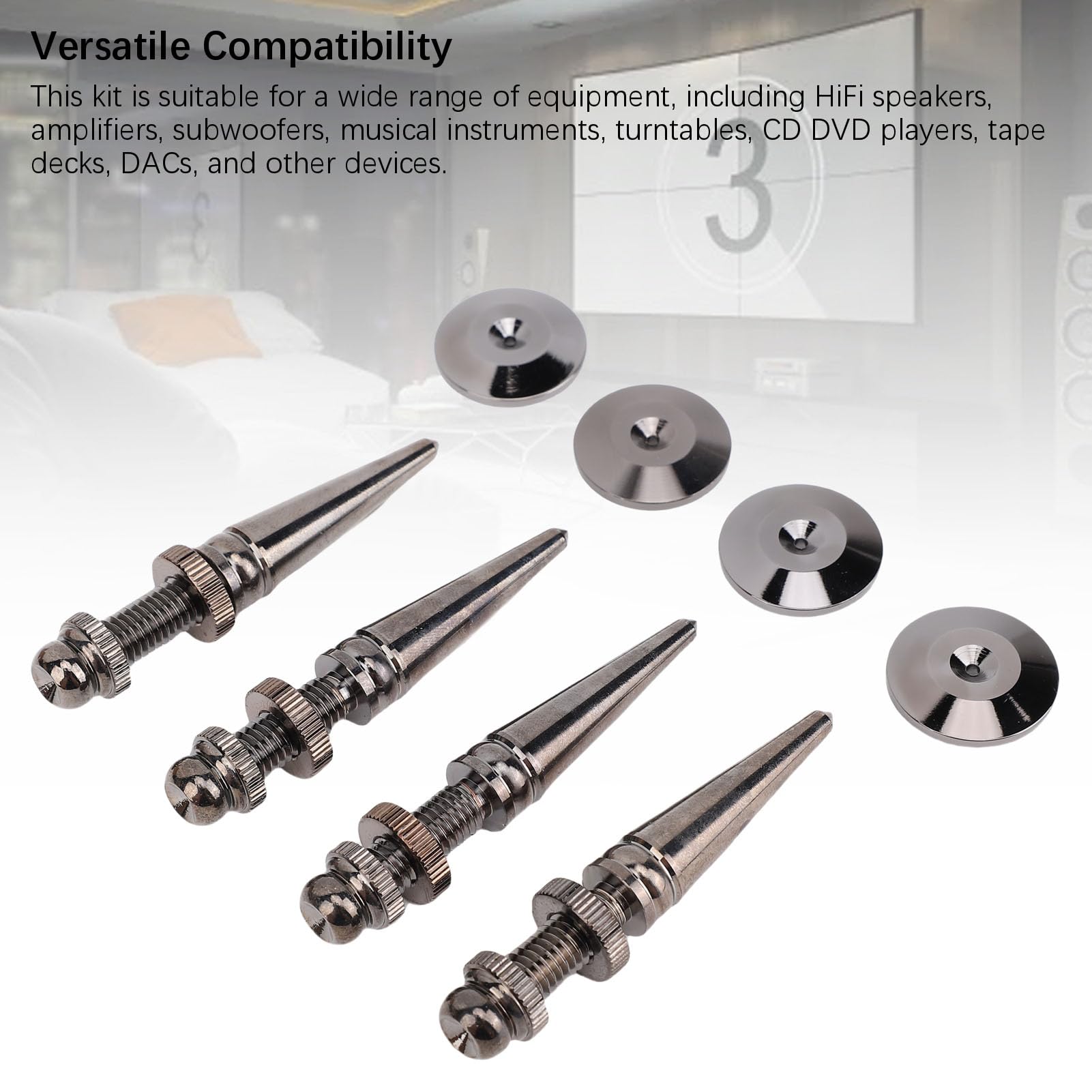 Bewinner 8 Punte per Altoparlanti con Cuscinetti di Base, Piedini Isolanti in Rame per Altoparlanti HiFi, Amplificatori, Subwoofer, Giradischi, Lettori CD DVD, Strumenti Musicali
