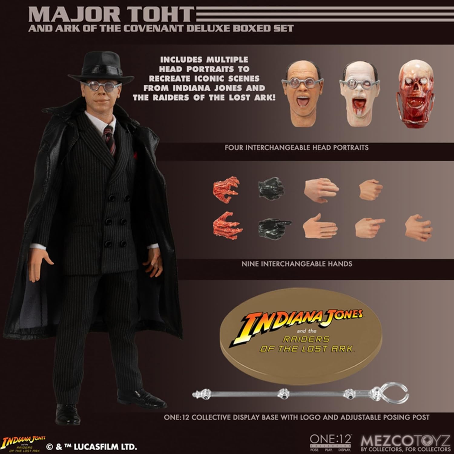 Indiana Jones Figurine 1/12 Major Toht and Ark of The Covenant Deluxe Boxed Set 16 cm