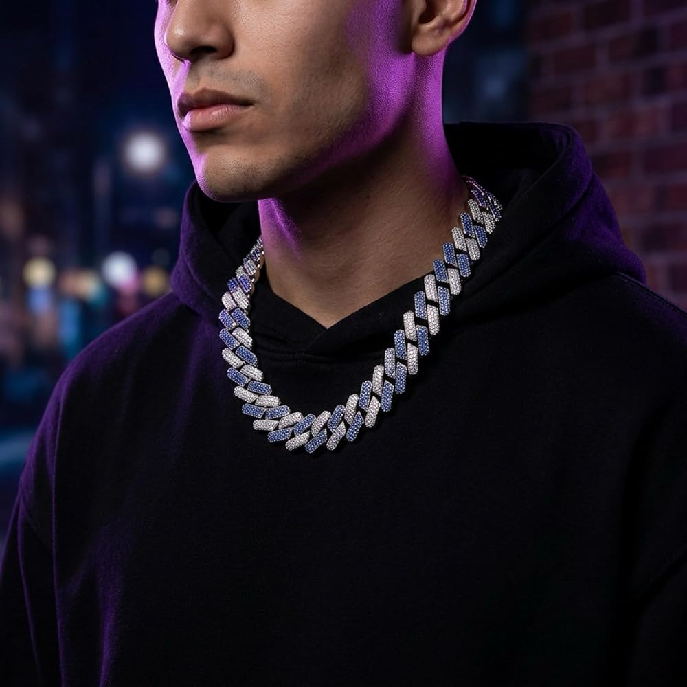ICEDIAMOND 20mm Dual Colors Zirconia Iced Out Miami Cuban Chain