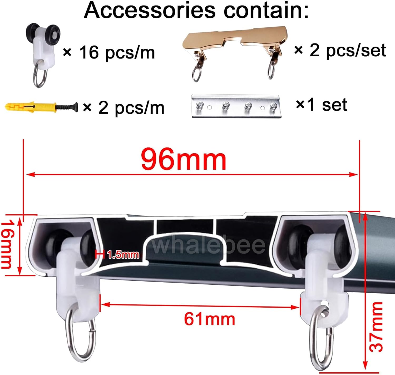 Curtains Double Track Ceiling Mount Curtain Track 4.9ft - 18ft Curtain Rail, Metal Curtain Track Kit With Curtain Roller And Screws, Silent Indoor Curtain Track Easy Installation(Gold,100cm)