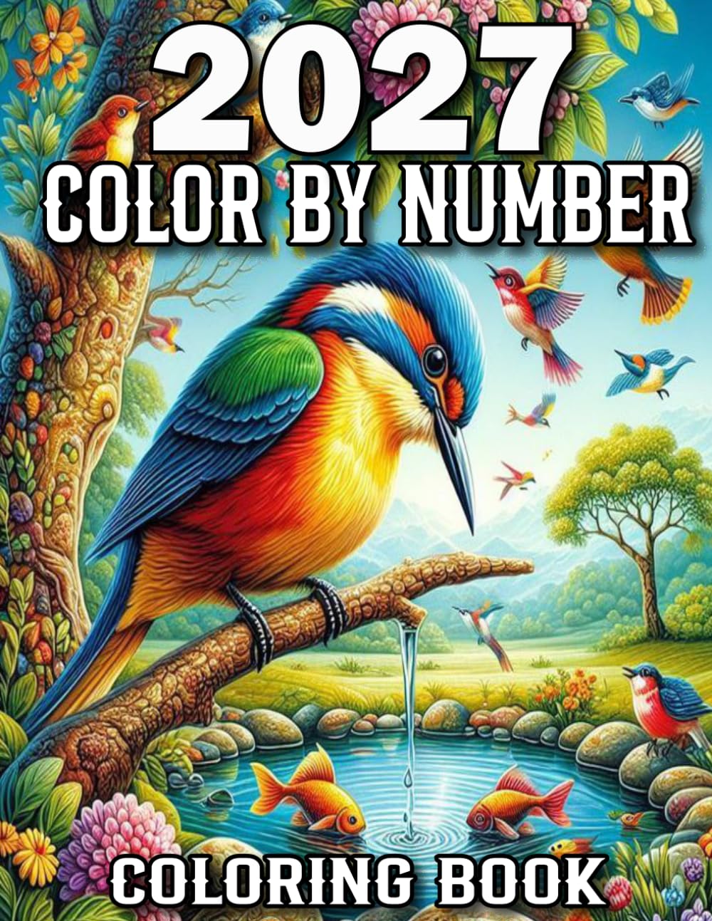 2027 Color By Number Coloring Book: 2027 Color by Number Coloring Book for Adults And Seniors With Flower, Butterfly, Animal, Halloween, Bird, Autumn, Christmas and More