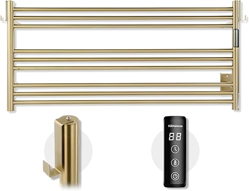 Miniatura 13 de K&KALONZO Calentador de toallas para baño, toallero calefactado de 9 barras montado en la pared con temporizador integrado, calentador de toallas