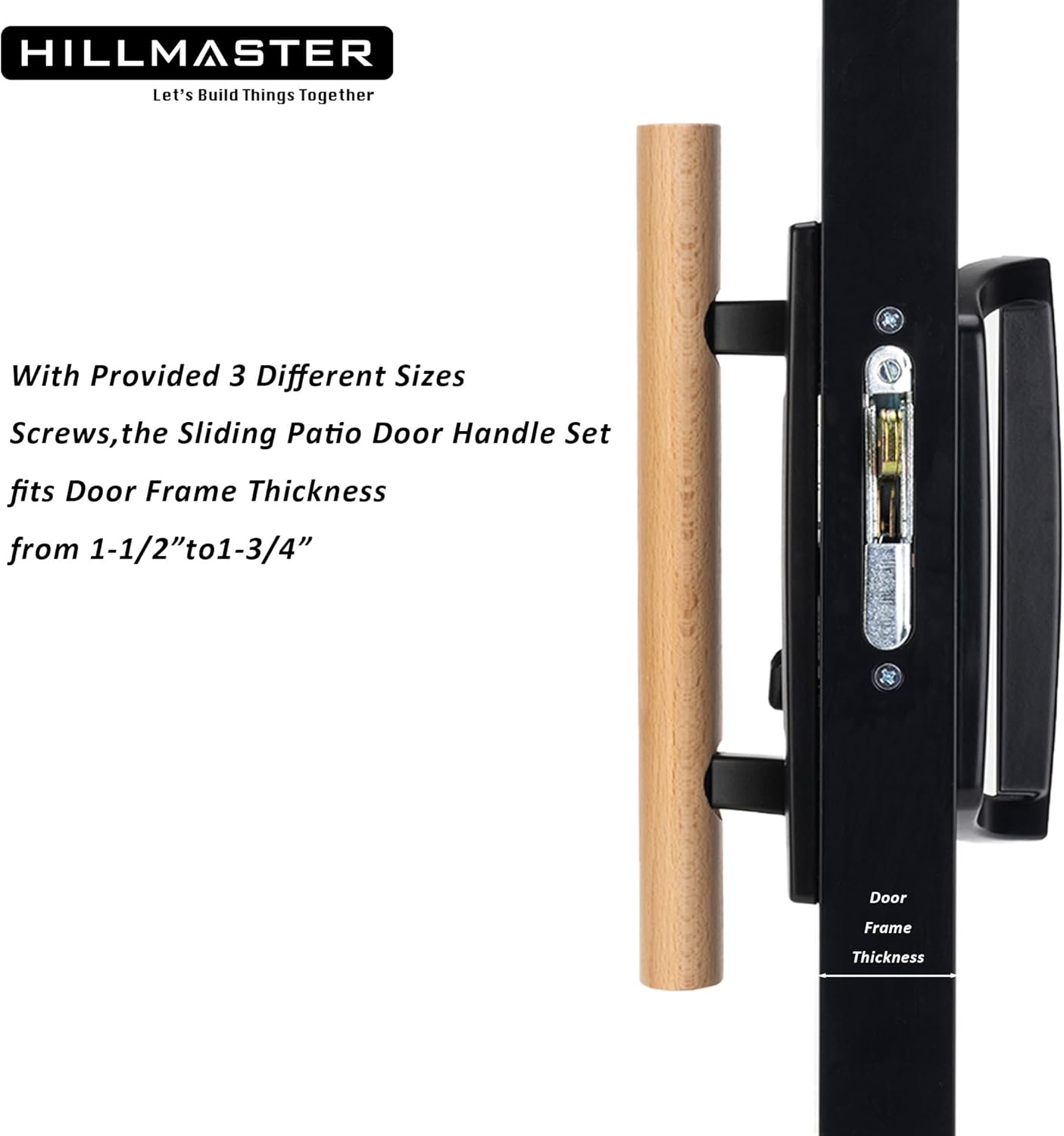 Patio Sliding Door Handle Set with Mortise Lock 45°,Mortise Style Reversible Design Non-keyed Sliding Patio Glass Door Handles Patio Door Lock,Fits 3-15/16"Screw Hole Spacing Black Finish