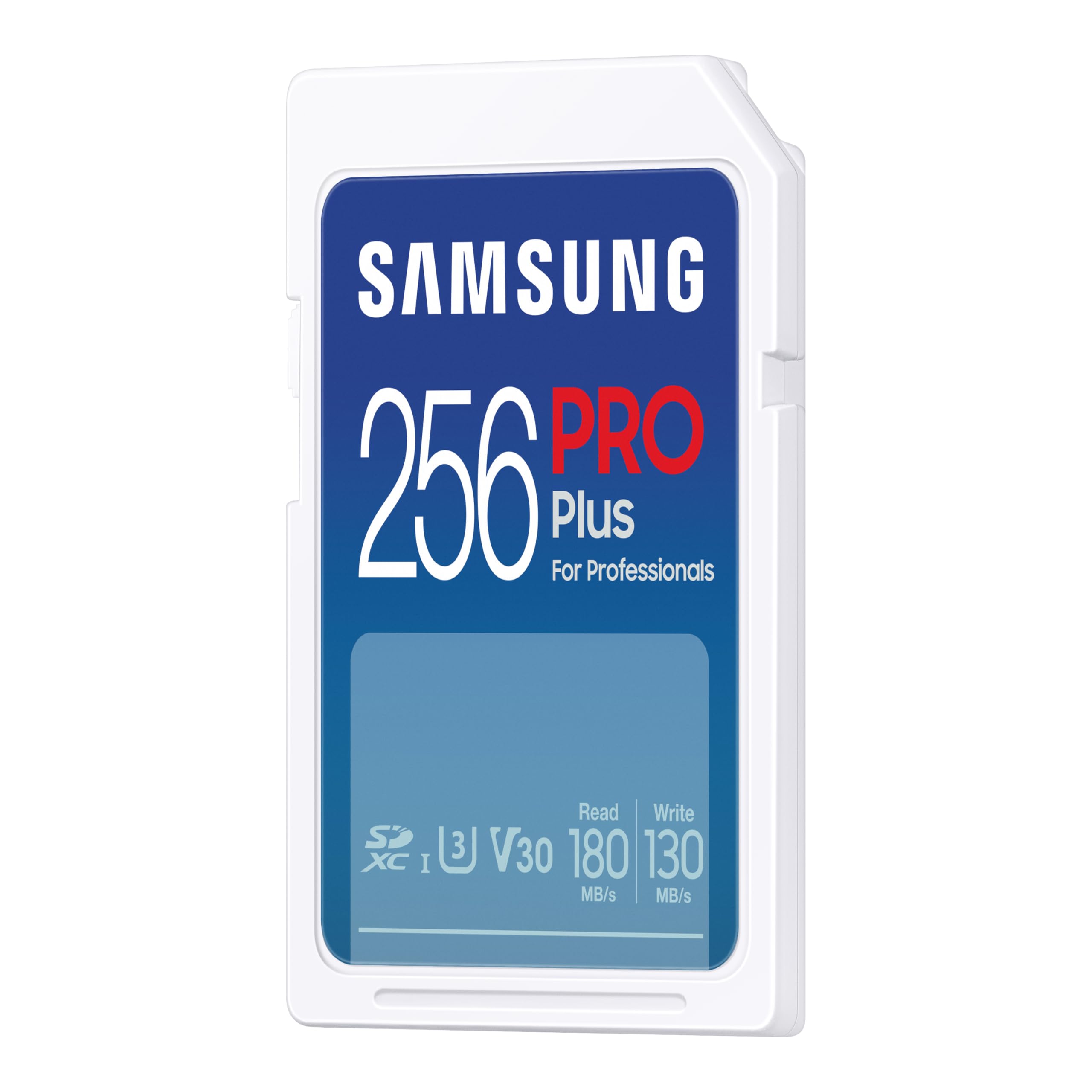Samsung PRO Plus Carte mémoire SD (MB-SD256S/EU), 256 Go, UHS-I U3, Full HD et 4K UHD, 180 Mo/s en Lecture et 130 Mo/s en écriture