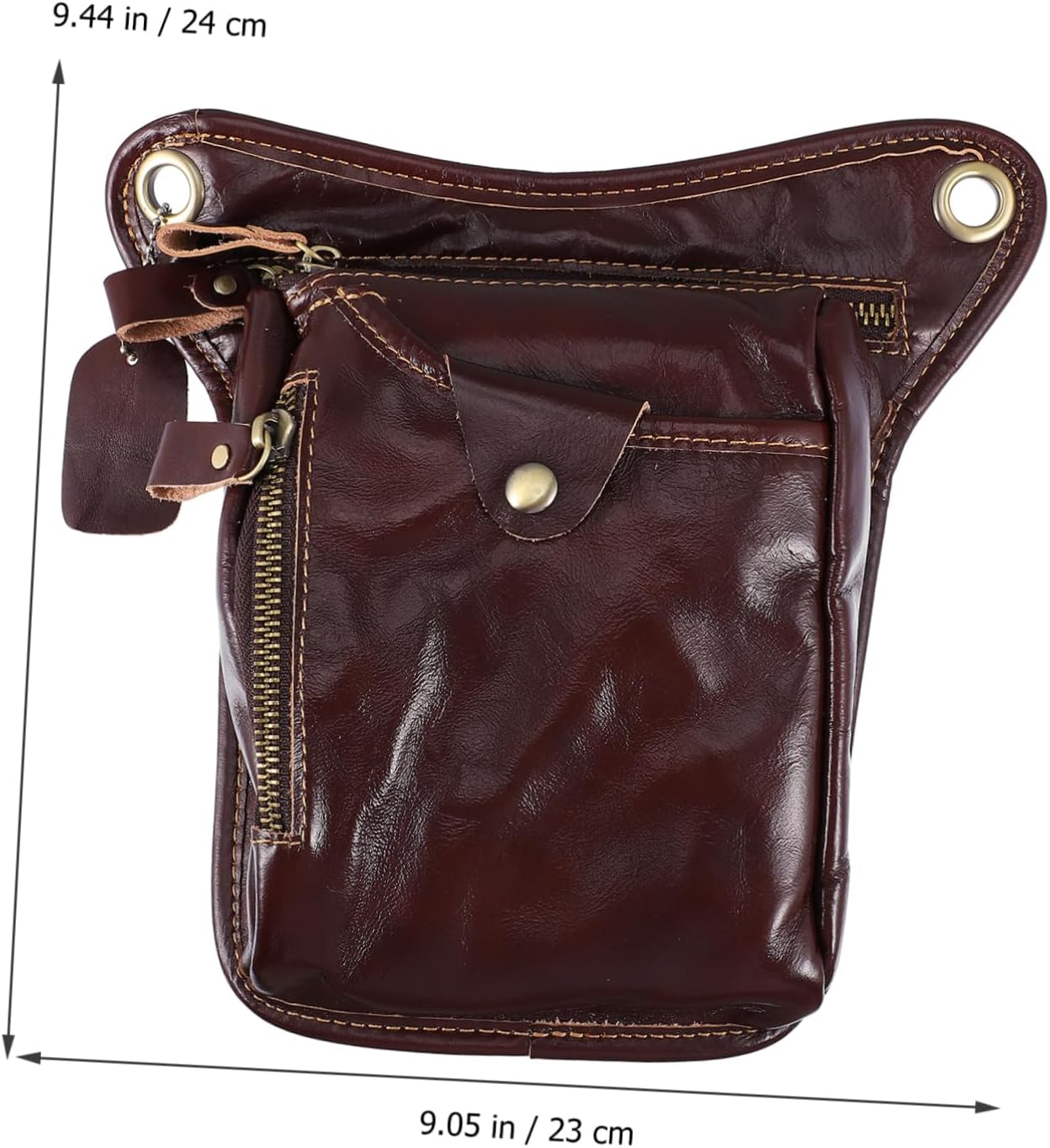 Toyvian Men's Retro Cycling Phone Bag PU Leather Waist Pack for Outdoor Sports Vintage Style Pouch Adjustable Strap for Hiking Traveling and Running