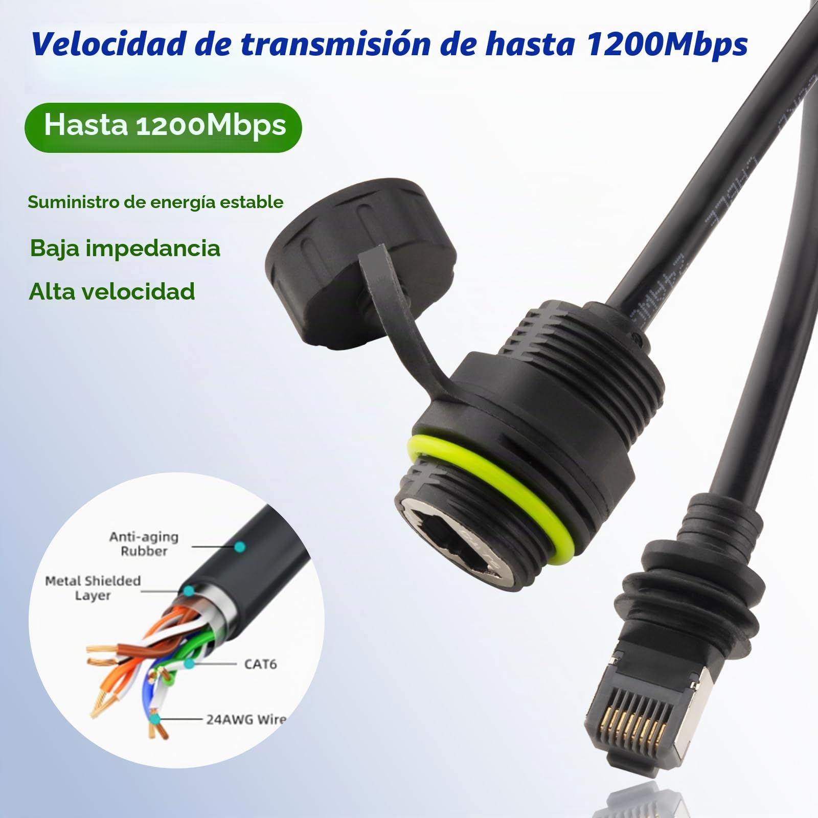 Adaptador Ethernet para Starlink Gen 3 Mini Cable V3, Adaptador Starlink SPX a RJ45 Impermeable para Conexión de Red Externa Cableada