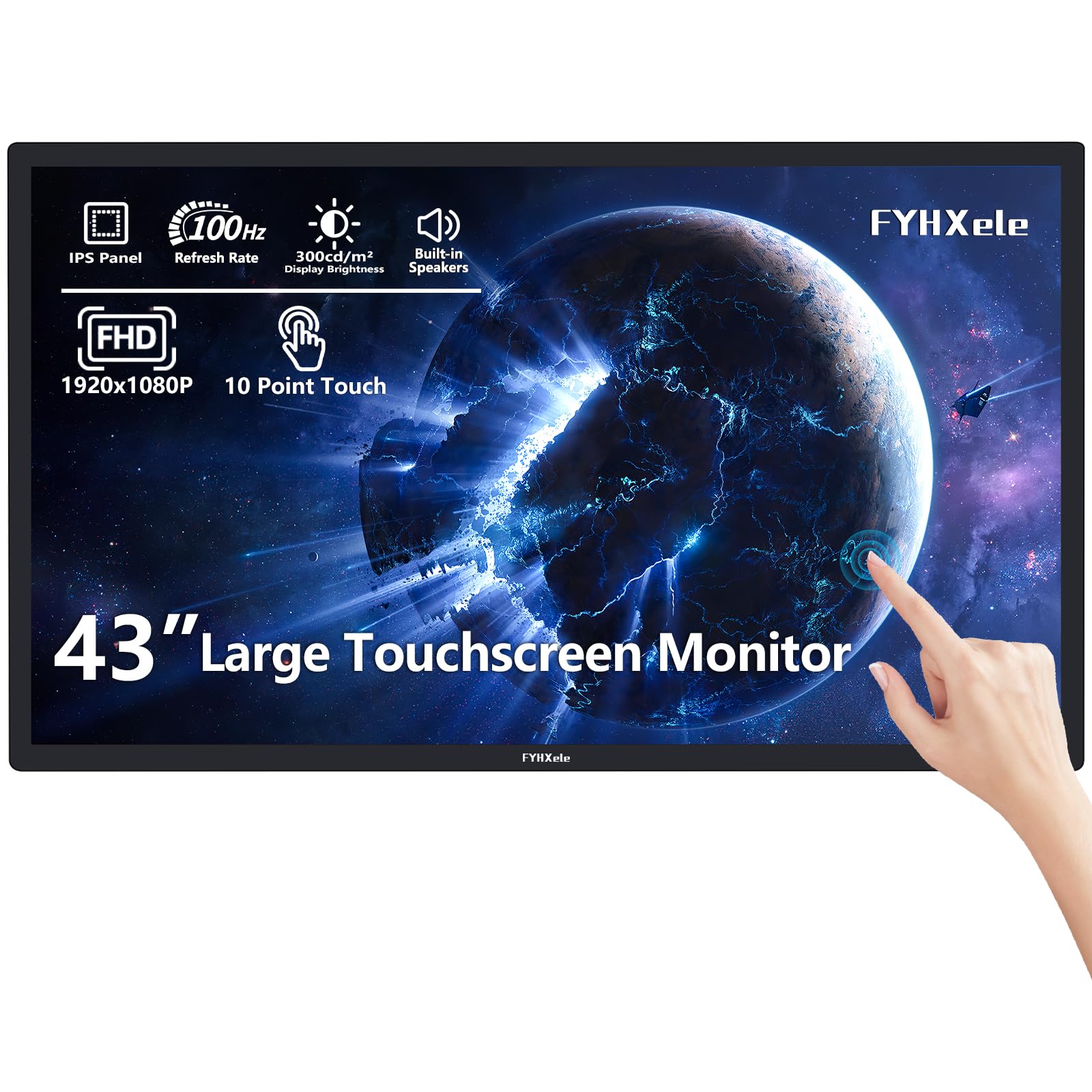 FYHXele 43 Inch Large Touch Screen Monitor for Retail, Office, Industrial