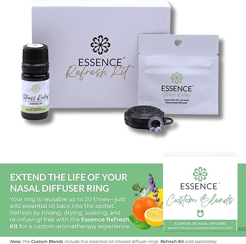 Vista 21 de Essence - Anillo difusor nasal de aceite esencial, paquete de inhaladores nasales de silicona (Create It)