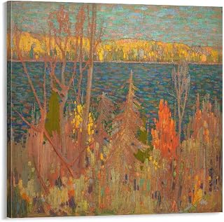 WANHE Thomson Tom Golden Autumn by Canvas Printing Famous Paintings, Wall Art Posters, Decorative Ha Print Photo Art Painting Canvas Poster Home Decorative Bedroom Modern Decor Posters Gifts 16x16inch