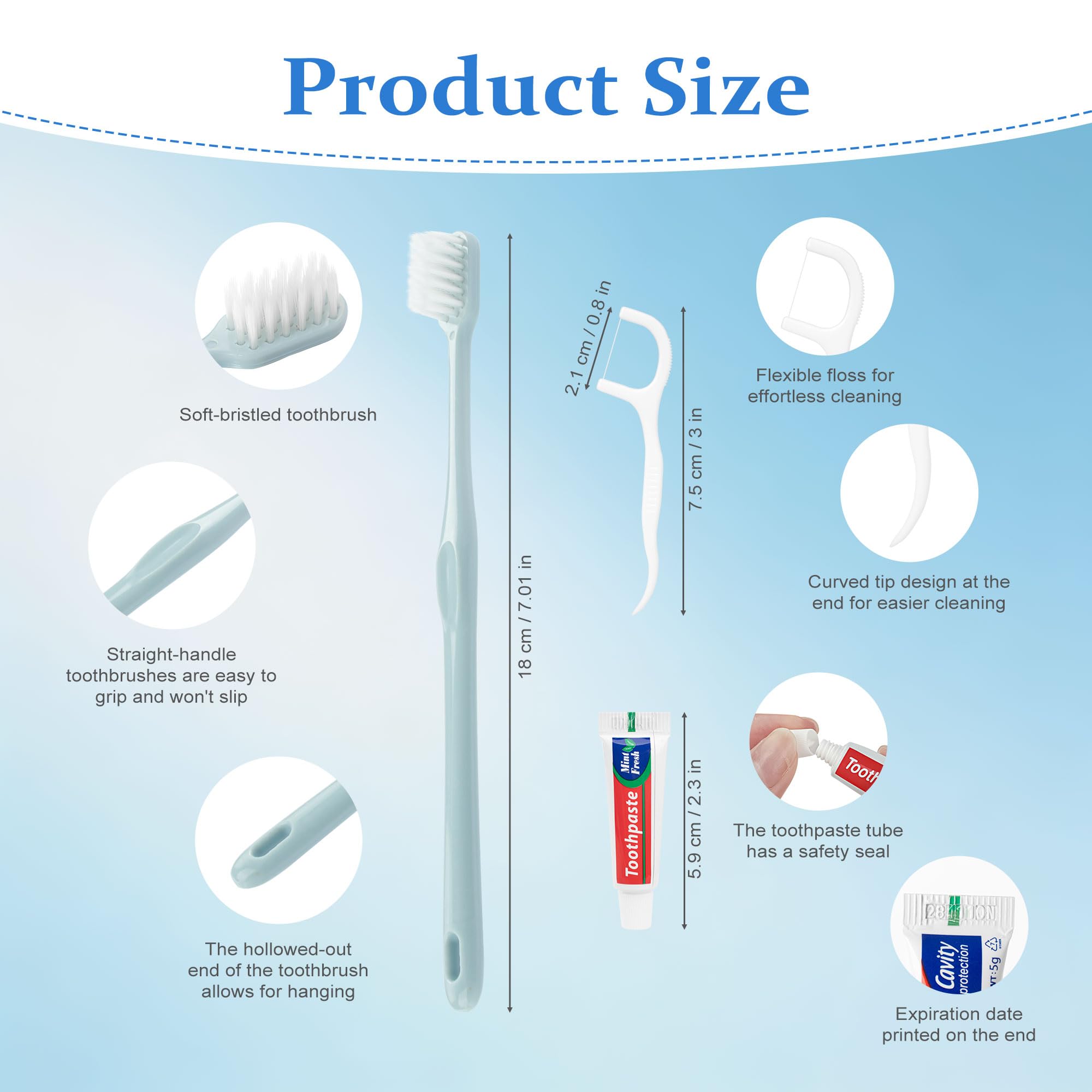 Cepillo de dientes desechable de viaje, cepillo de dientes y pasta de dientes, empaquetado individualmente, gris, con púas de hilo dental, adecuado para hotel, hogar, camping, viajes (paquete