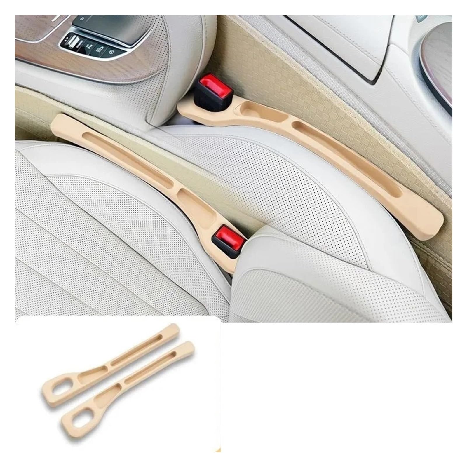 DASJKDI 2PCS Car Seat Gap Filler Organizer EVA Material Black Beige Red Brown Easy Installation Storage Strip For Vehicle Interior for car(Beige 2pcs)