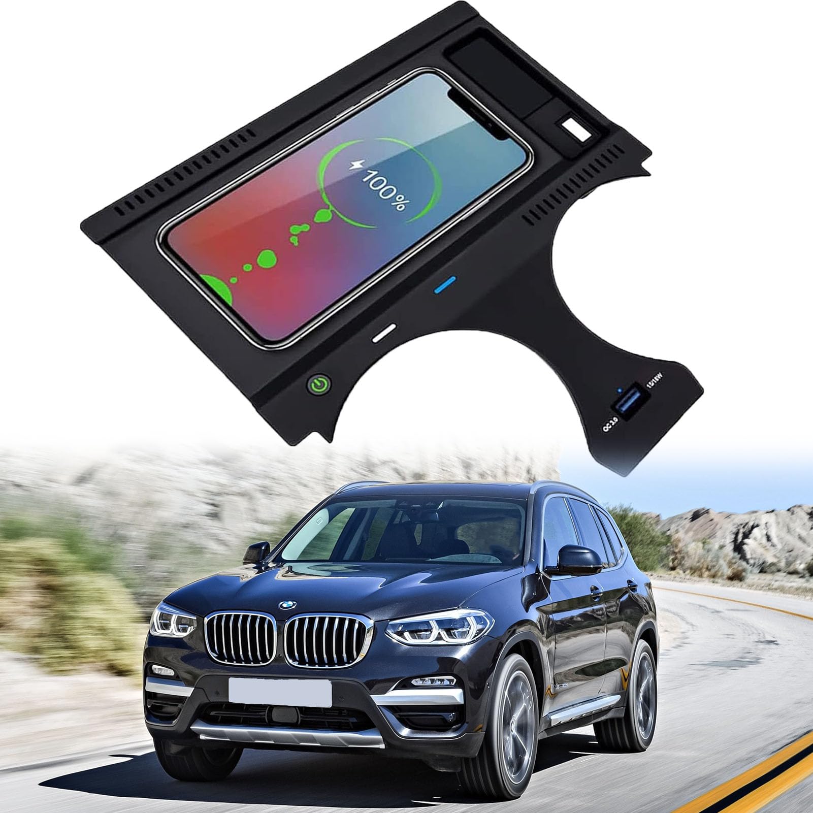 Caricatore Wireless Per Auto per Bmw X3/x3m (g01) (2018-2022) X4/x4m (g02) (2019-2022) Tutti I Modelli Con Sistema Di Raffreddamento A Doppio Canale D'aria Accessori Di Aggiornamento