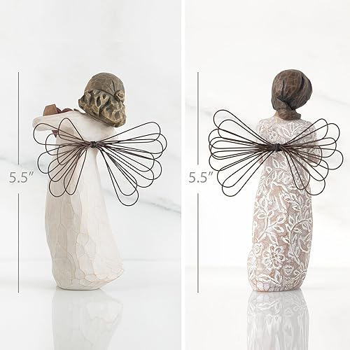 Miniatura 2 de Willow Tree with Love Angel Figure Plus Remembrance (piel oscura) Figura de ángel, esculpida pintada a mano, juego de 2 piezas